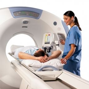 Patient getting CT scan