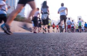 Marathon runners running