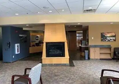 Fireplace in the lobby of the Plymouth, MN CDI location.